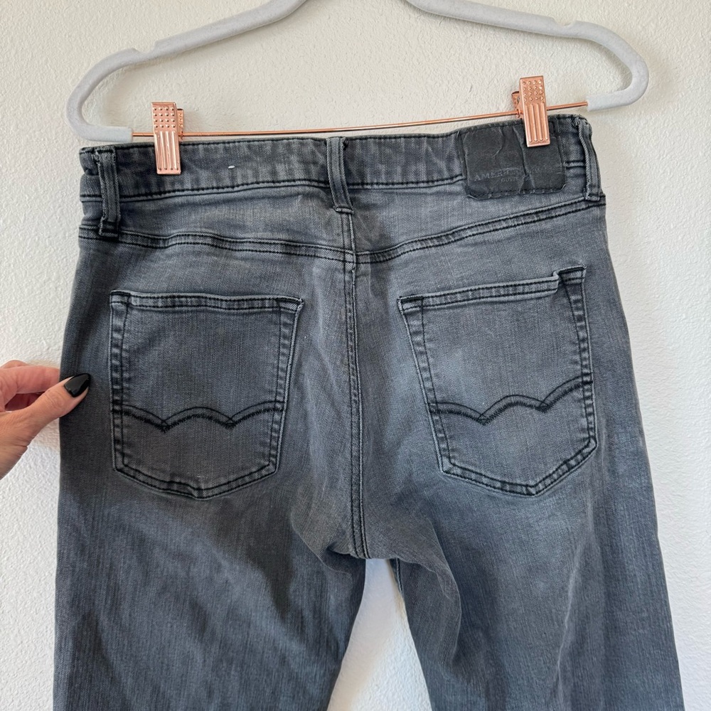 American Eagle Extreme Flex Jeans Gray Distressed Stretch 30 X 32 Actual 30 In - Picture 7 of 13